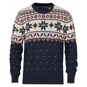 Polo Ralph Lauren Fair Isle Tight-Knit Sweater Navy Cream Red Pullover Men's XL